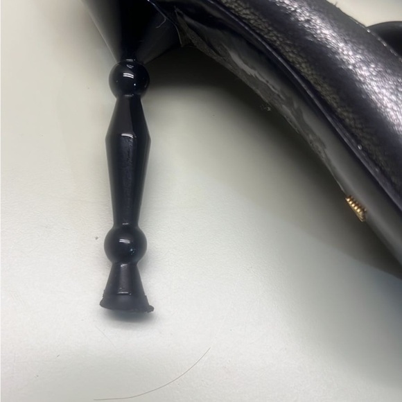 Emporio Armani Black Heels with Sculptural Metallic Heel and Glossy Finish - Picture 4 of 8